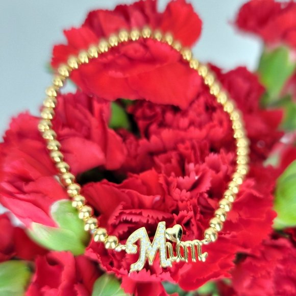 SueSue Jewelry - NEW Pave Mum Heart 18K Stainless Steel Bracelet